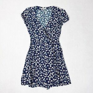 Madewell Floral Mini Dress Womens 00 Blue Daisy Print Button‎ Front